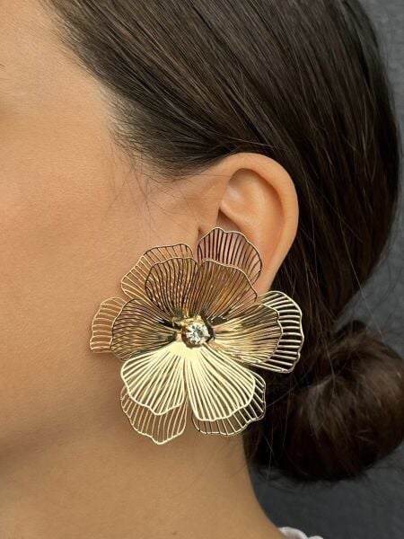 Bakır Tel Çiçek Küpe