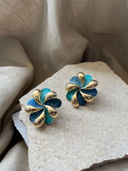 Sarı Yeşil Çiçek Küpe