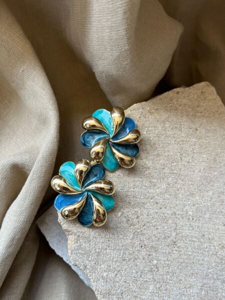 Sarı Yeşil Çiçek Küpe