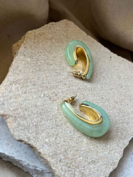 Yeşil Taşlı U Küpe