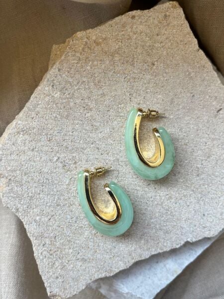 Yeşil Taşlı U Küpe