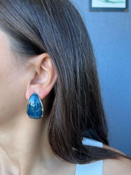 Mavi Taşlı Çekirdek Küpe