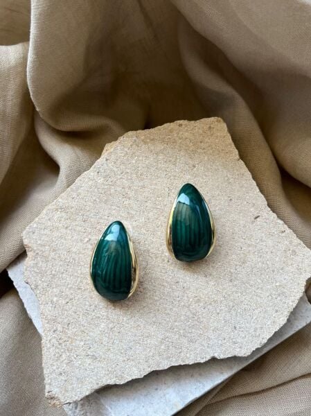 Yeşil Taşlı Çekirdek Küpe