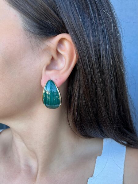 Yeşil Taşlı Çekirdek Küpe