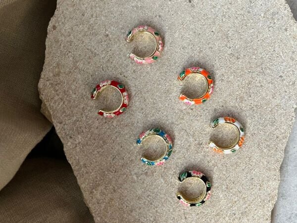 White Enamel Cartilage Earrings