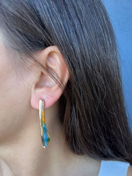 Renkli Kılıç Taş Küpe