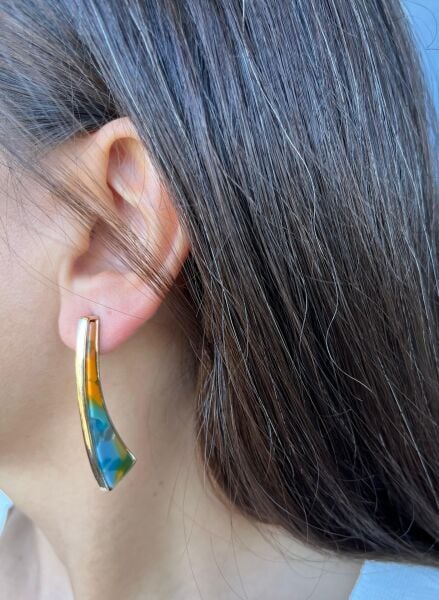 Renkli Kılıç Taş Küpe