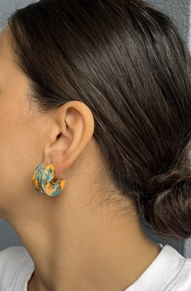 Pastel Renkli Yarım Tekerlek Küpe