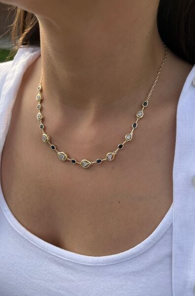 Mavi Sıra Taşlı Kolye