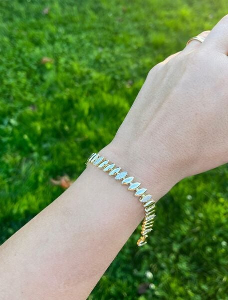 14K Örüntülü Taşlı Bileklik