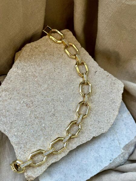 14K Taşlı Dizili Bileklik