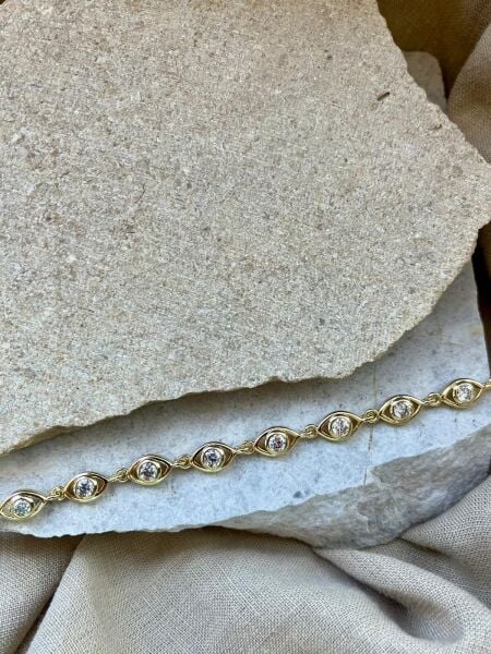 14K Taşlı Göz Bileklik