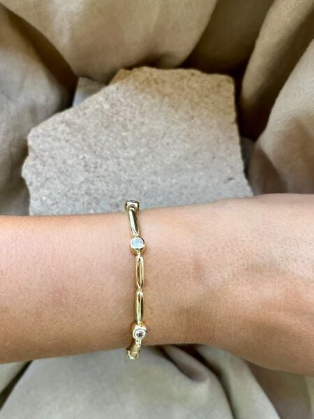 14K Sıralı Taşlı Bileklik