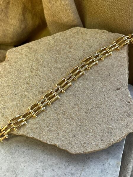 14K Taşlı Tarak Dizilim Bileklik