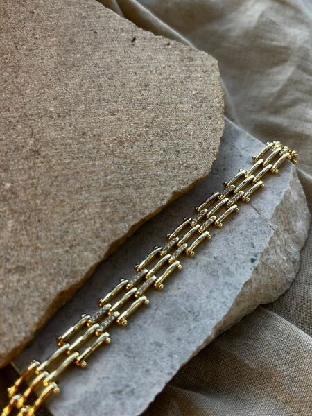 14K Taşlı Tarak Dizilim Bileklik