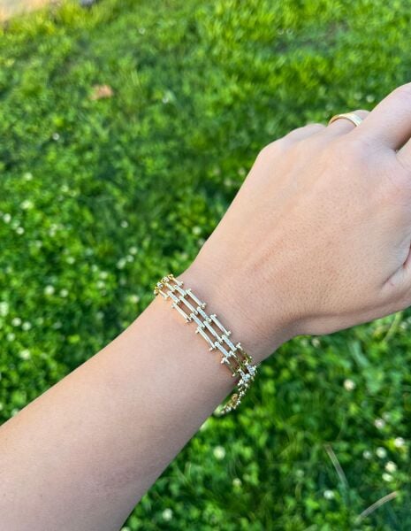 14K Taşlı Tarak Dizilim Bileklik