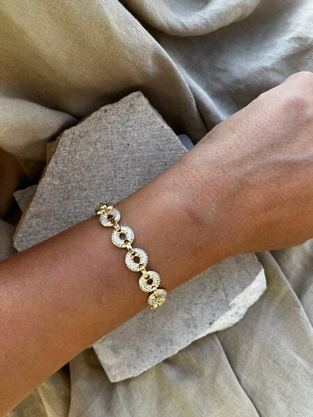 14K Taşlı Simit Bileklik