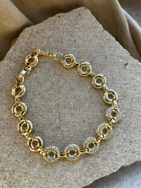 14K Taşlı Simit Bileklik