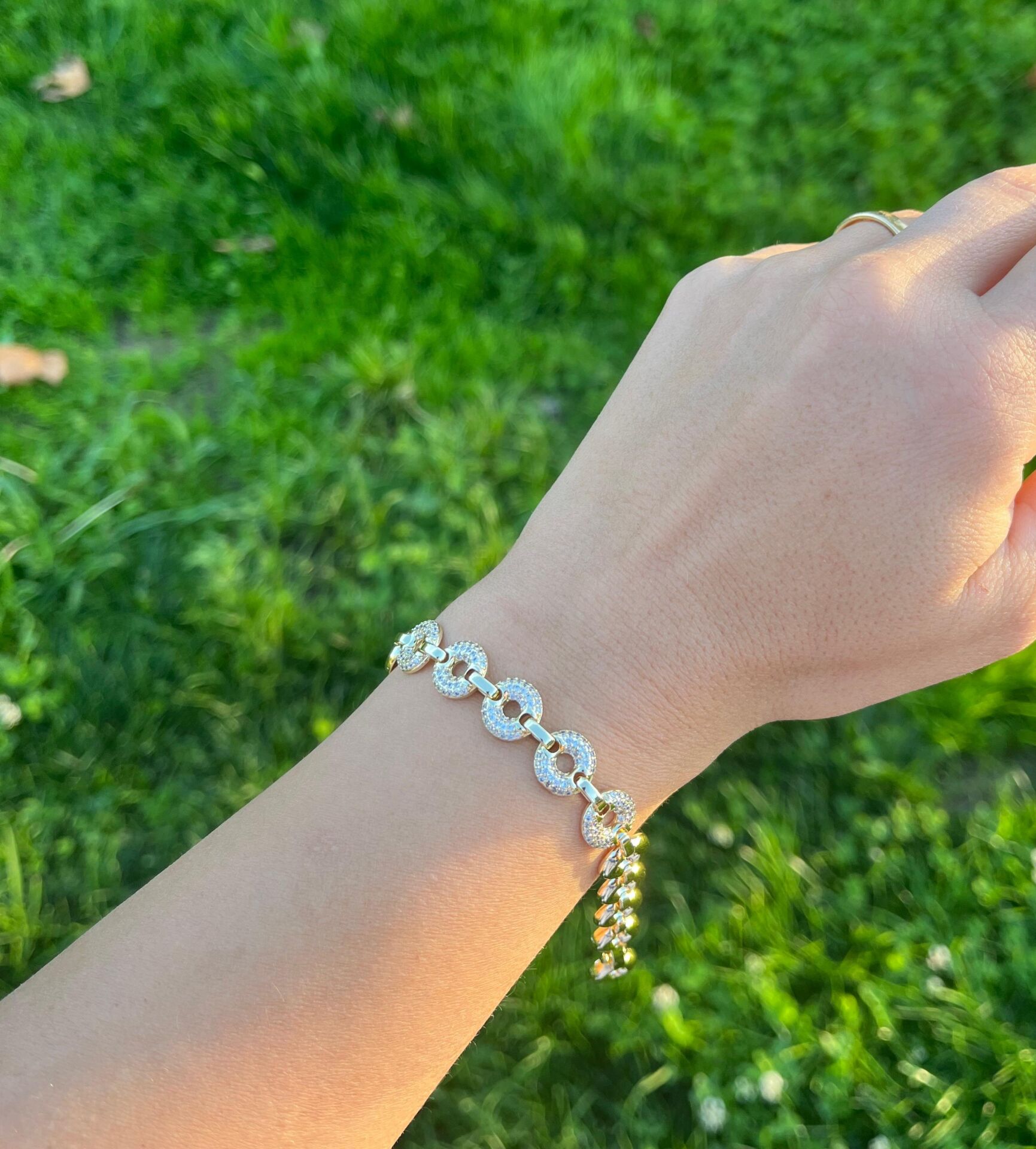 14K Taşlı Simit Bileklik