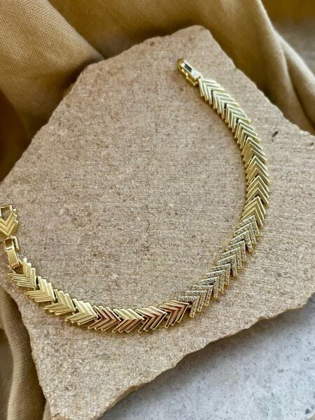 14K V Dizilim Taşlı Bileklik