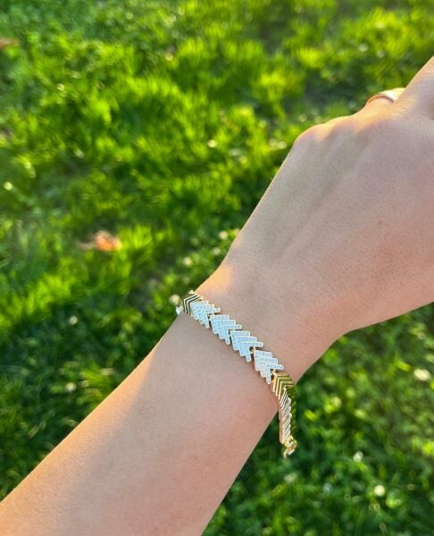 14K V Dizilim Taşlı Bileklik