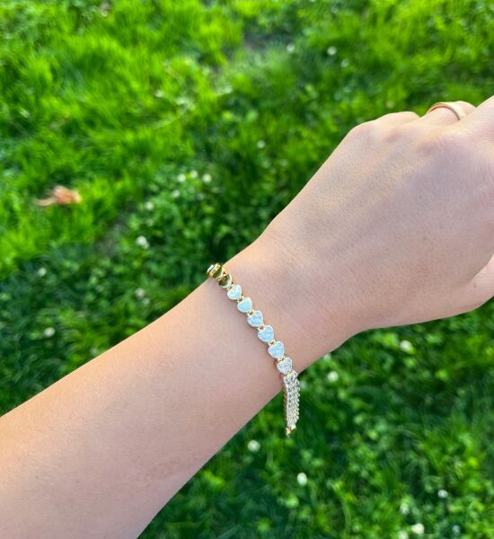 14K Heart Stone Bracelet