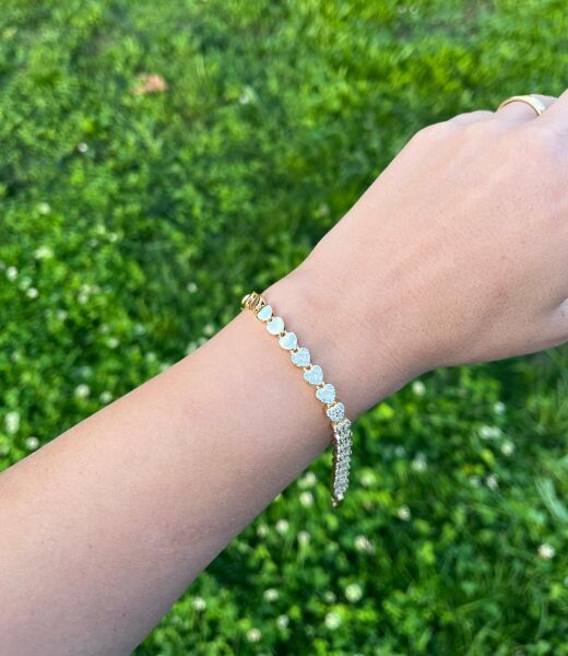 14K Heart Stone Bracelet