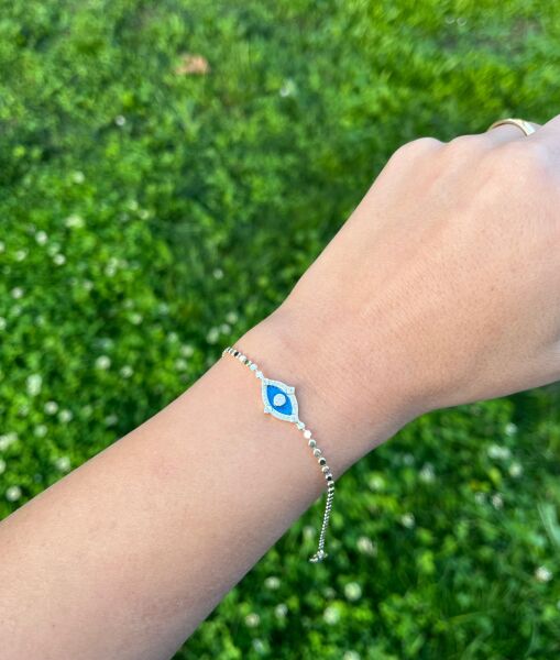 14K Göz Detaylı İnci Dizilim Bileklik