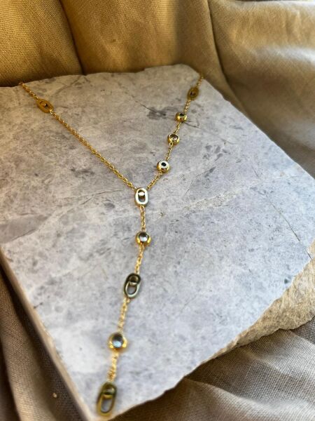 Oval Desenli  Y Kolye