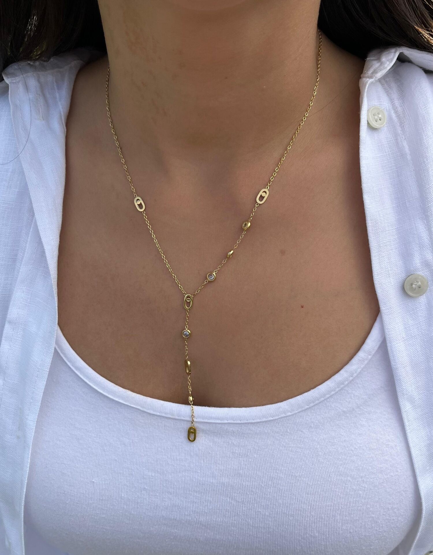 Oval Desenli  Y Kolye