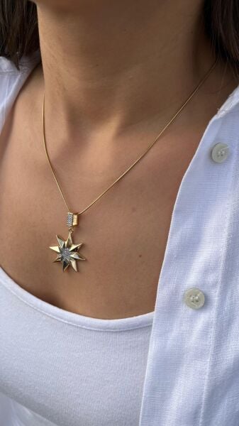 Yıldız Uçlu Taşlı Kolye