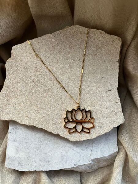 Gold Colored Lotus Pendant Necklace