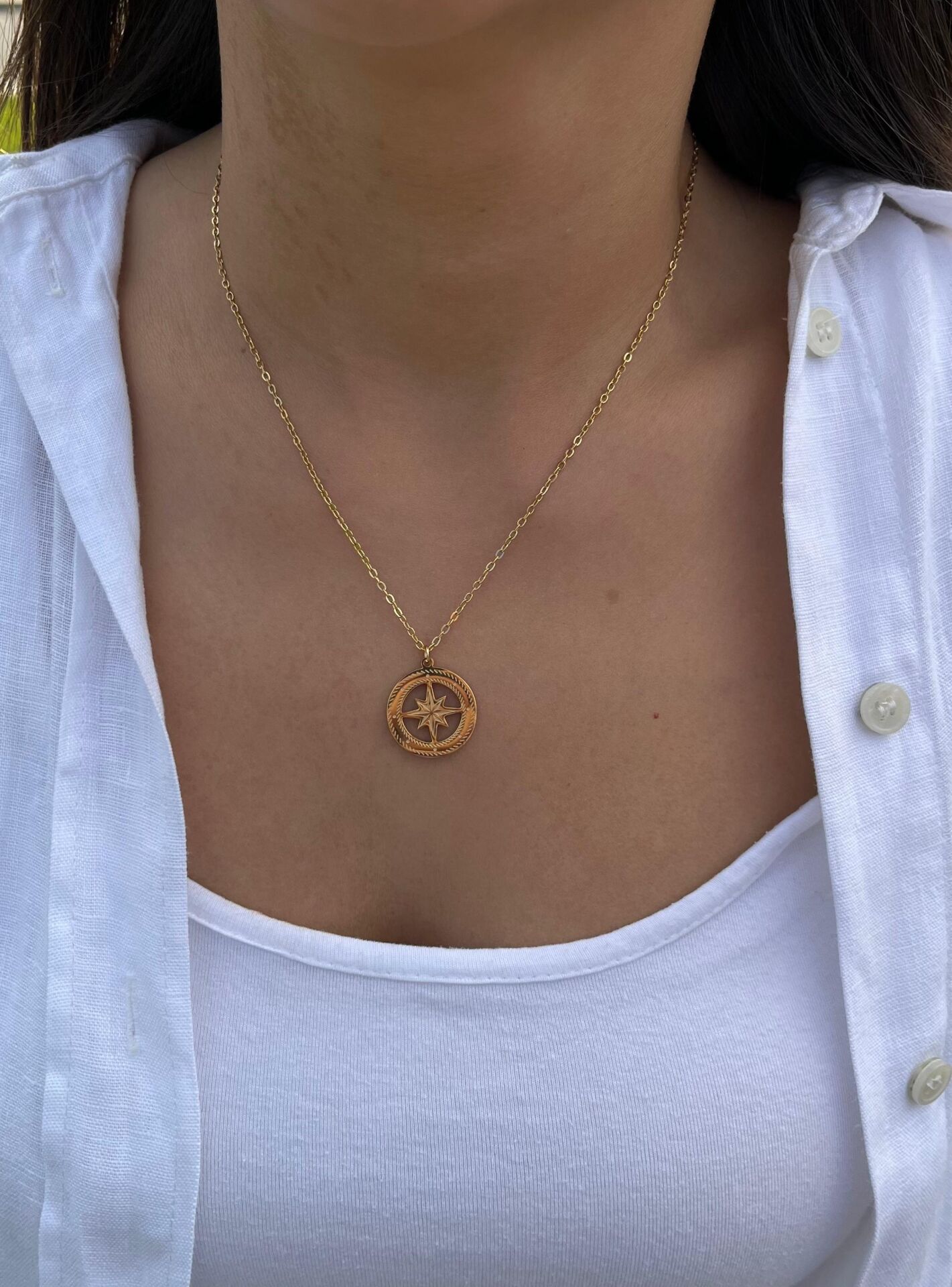 Taşlı Antik Yıldız Uçlu Kolye