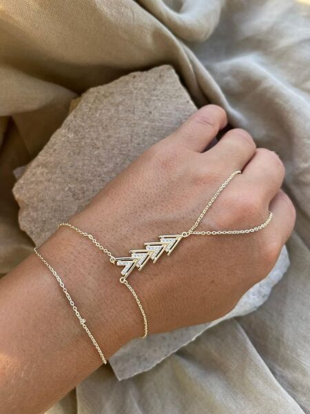 Taşlı Altın Renkli V Şahmeran