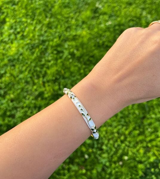 Beyaz-Yeşil Mineli Kelepçe