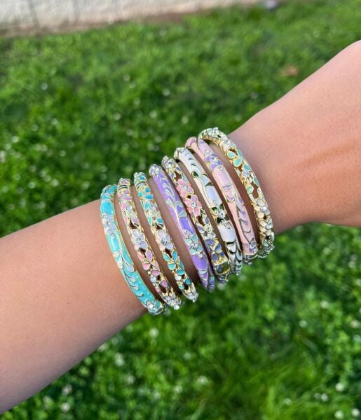 Altın-Pembe-Mor Renkli Mineli Kelepçe