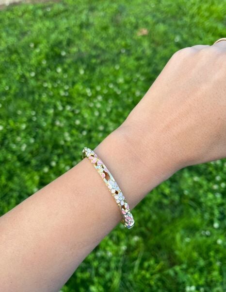 Altın-Pembe-Beyaz Renkli Mineli Kelepçe