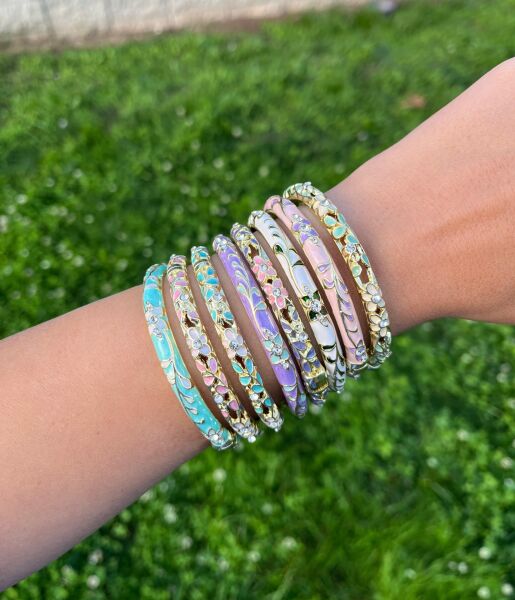 Altın-Pembe-Turkuaz Renkli Mineli Kelepçe