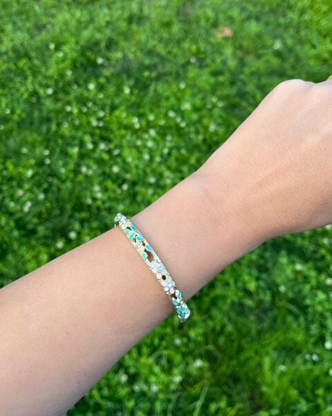 Altın-Pembe-Turkuaz Renkli Mineli Kelepçe