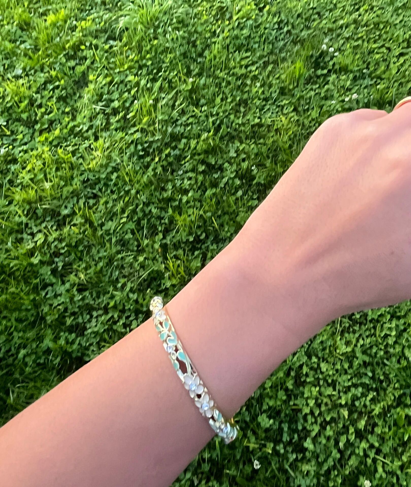 Altın-Pembe-Yeşil Renkli Mineli Kelepçe