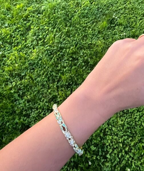 Altın-Pembe-Yeşil Renkli Mineli Kelepçe