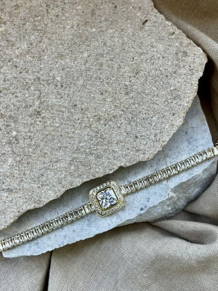 14K Sıralı Büyük Taşlı Bileklik