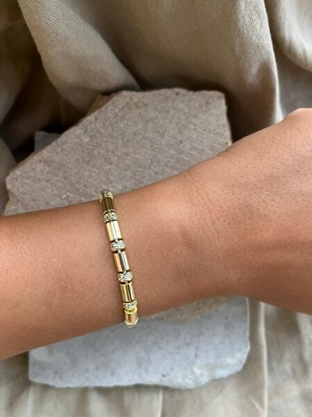 14K Silindir Taşlı Bileklik