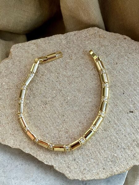 14K Silindir Taşlı Bileklik