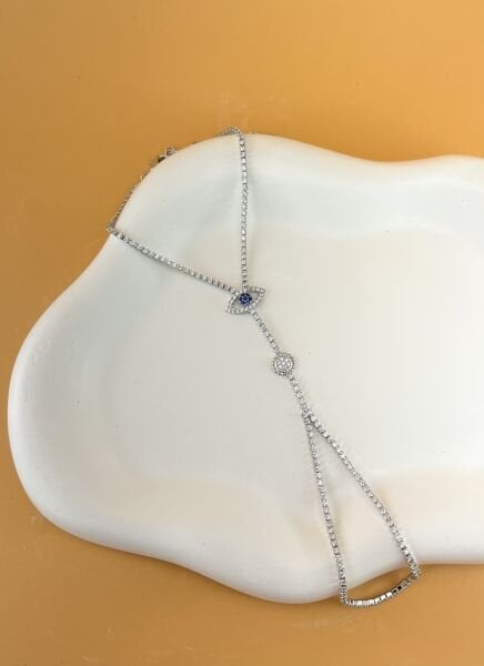 Gümüş Renkli Gözlü ve Taşlı Şahmeran