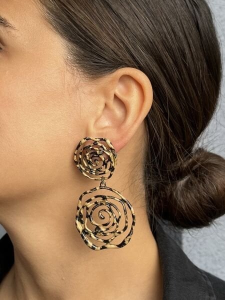 Circular Brown Leopard Earring