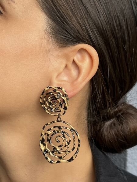 Circular Brown Leopard Earring