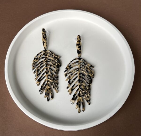 Yaprak Kahverengi Leopar Küpe