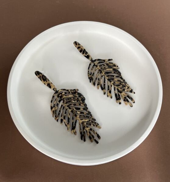 Yaprak Kahverengi Leopar Küpe