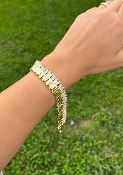 14K Taşlı Çubuk Bileklik